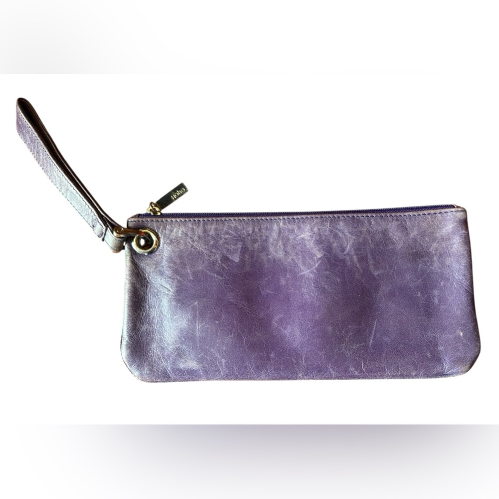 HOBO Purple Leather Wristlet Clutch